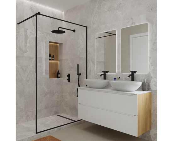 Тумба для ванной комнаты ЗОВ Дион, белая столешница, Белый глянец/Дуб 120 - Изображение 3 Тумба для ванной комнаты ЗОВ Дион, белая столешница, Белый глянец/Дуб 120 - Изображение 3