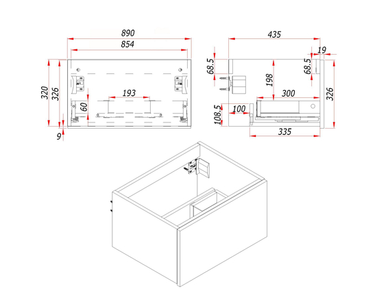 Тумба для ванной комнаты ЗОВ Кито, с раковиной, Аттик/Белый мат 90 - Изображение 4