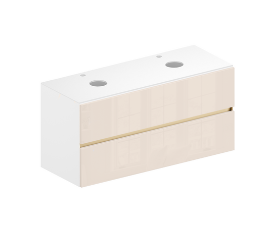 Тумба для ванной комнаты ЗОВ Лира, белая столешница, Тальк 120 Тумба для ванной комнаты ЗОВ Лира, белая столешница, Тальк 120