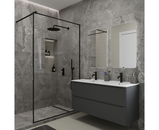 Тумба для ванной комнаты ЗОВ Дион, под раковину, Графит мат 120 - Изображение 3 Тумба для ванной комнаты ЗОВ Дион, под раковину, Графит мат 120 - Изображение 3