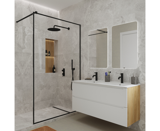 Тумба для ванной комнаты ЗОВ Дион, под раковину, Белый мат/Дуб 120 - Изображение 3 Тумба для ванной комнаты ЗОВ Дион, под раковину, Белый мат/Дуб 120 - Изображение 3