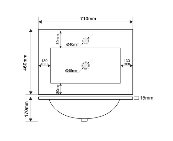 Тумба для ванной комнаты ЗОВ Дион, с раковиной, Графит мат/Дуб 70 - Изображение 5