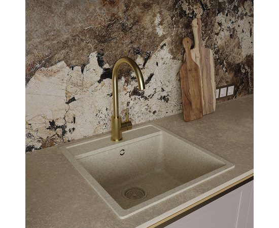 SS kitchen mixer Oliveeka 963002, brushed gold