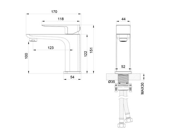 Смеситель для раковины Oliveeka OL-139003-MB, чёрный матовый - Изображение 2
