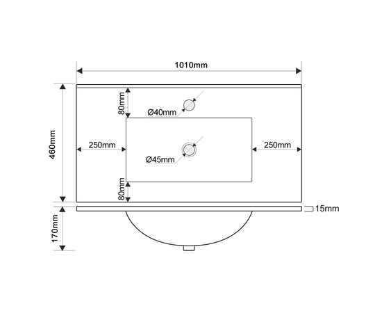 Тумба для ванной комнаты ЗОВ Дион, с раковиной, Графит мат 100 - Изображение 5
