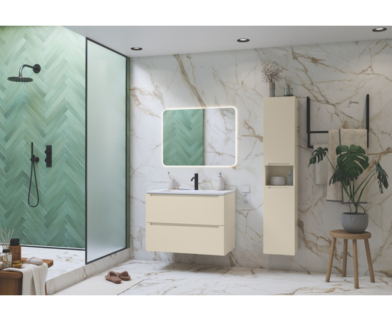 Тумба для ванной комнаты ЗОВ Дион, с раковиной, Беж глянец 60 - Изображение 3