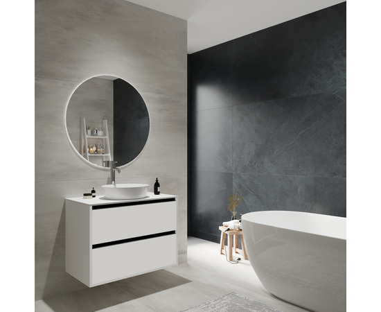 Тумба для ванной комнаты ЗОВ Парма, белая столешница ЛДСП, Белый/Белый мат 80 - Изображение 4