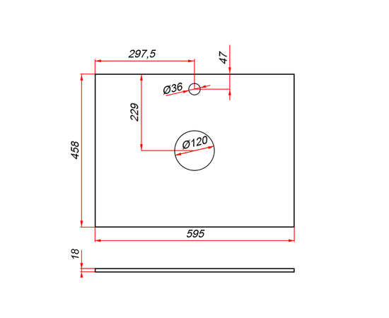 Столешница компакт-плита 13 Белая, 4 выреза, 1195х458 мм [CLONE] [CLONE] [CLONE] [CLONE] [CLONE] [CLONE] - Image 3
