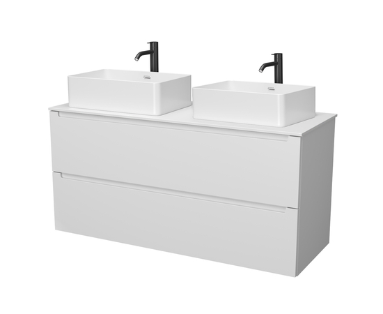 Тумба для ванной комнаты ЗОВ Дион, белая столешница, Белый мат 120 Тумба для ванной комнаты ЗОВ Дион, белая столешница, Белый мат 120