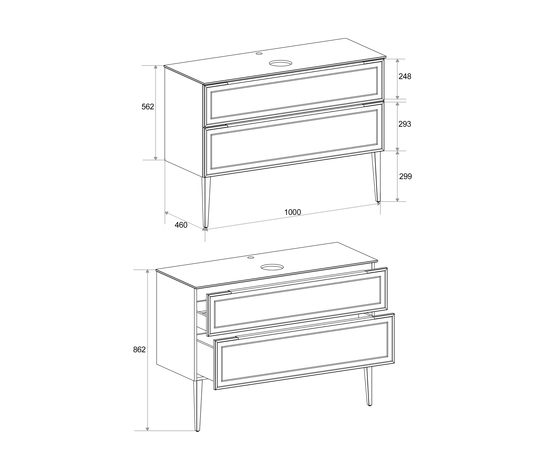 Тумба напольная Севилья 1200 Массив-Т RAL 5019 под столешницу/столешница компакт-плита Белая с 2 вырезами - Изображение 4