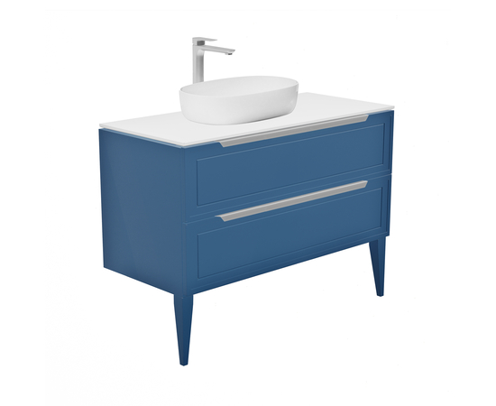 Тумба напольная Севилья 1200 Массив-Т RAL 5019 под столешницу/столешница компакт-плита Белая с 2 вырезами