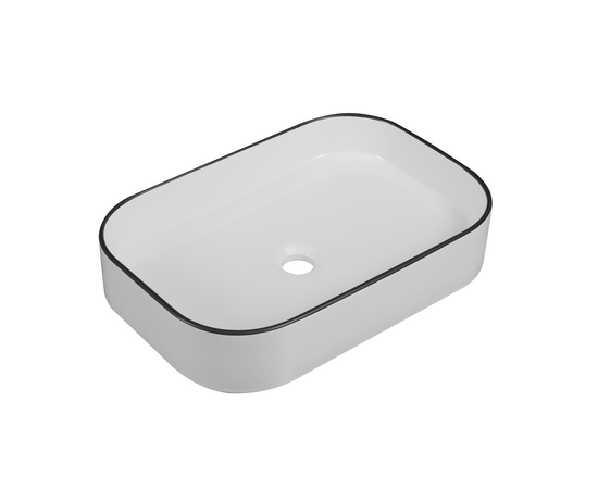 Раковина накладная Oliveeka 9690АВ-C-008 черный ободок