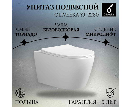 Wall hung toilet Oliveeka Tornado YJ-2280 white Wall hung toilet Oliveeka Tornado YJ-2280 white