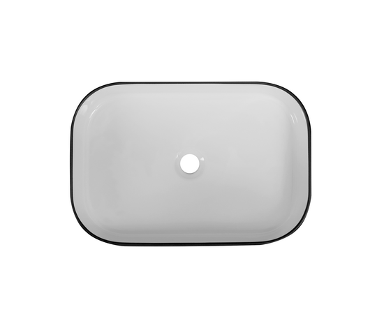 Раковина накладная Oliveeka 9690АВ-C-013 черный ободок - Изображение 2