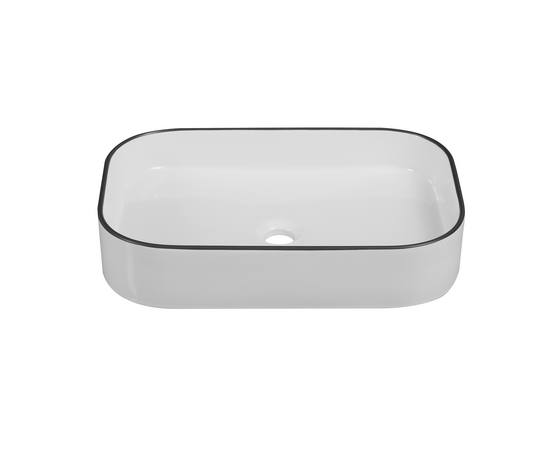 Раковина накладная Oliveeka 9690АВ-C-008 черный ободок