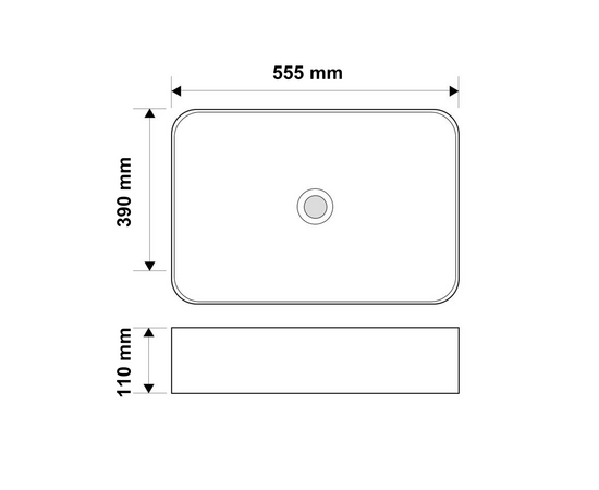 Раковина накладная Oliveeka 9690АВ-C-008 черный ободок - Изображение 3