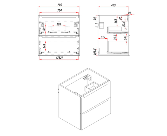 Тумба для ванной комнаты ЗОВ Дион, под раковину, Белый мат/Дуб 60 [CLONE] [CLONE] [CLONE] [CLONE] [CLONE] [CLONE] [CLONE] [CLONE] - Image 5