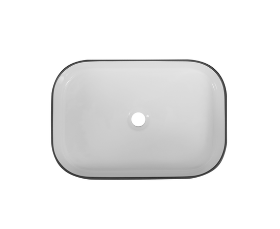 Раковина накладная Oliveeka 9690АВ-C-008 черный ободок - Изображение 2