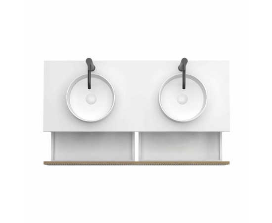 Тумба для ванной комнаты ЗОВ Кито, белая столешница, Белый/Тростник 120 - Изображение 2 Тумба для ванной комнаты ЗОВ Кито, белая столешница, Белый/Тростник 120 - Изображение 2