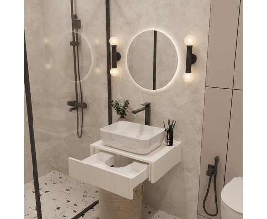 Тумба под раковину Токио премиум TP60WWPTOC0, Древесина Белая 60 / столешница ЛДСП Древесина Белая без вырезов - Изображение 3