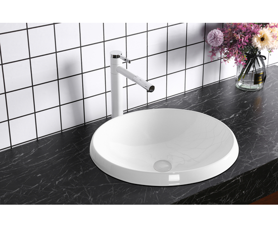 Раковина в ванную Oliveeka 8112 полувстраиваемая белая