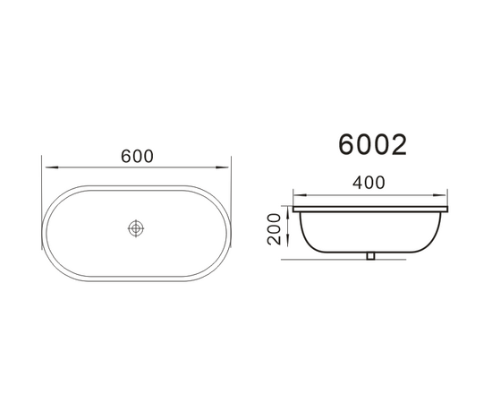 Раковина в ванную Oliveeka 6002-013 полувстраиваемая 600-400 черный ободок - Изображение 5