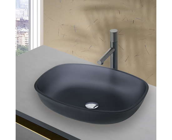 Раковина в ванную Oliveeka TY335MGY на столешницу 540-395 черная - Изображение 3