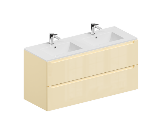 Тумба для ванной комнаты ЗОВ Дион, с раковиной, Беж глянец 120