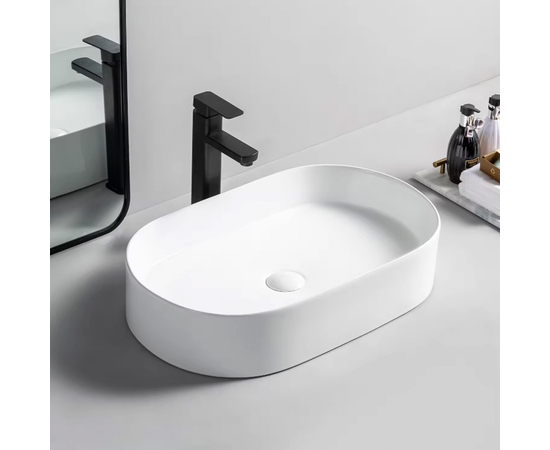 Раковина накладная Oliveeka 9689A на столешницу 600-380 белая - Изображение 3