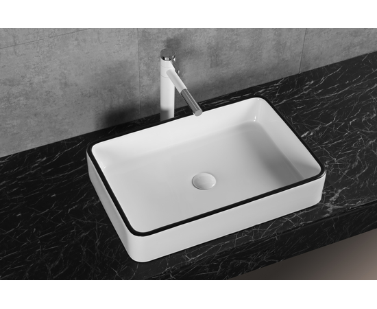 Раковина накладная Oliveeka 7060-008 черный ободок