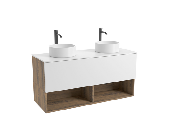 Тумба для ванной комнаты ЗОВ Кито-2, белая столешница, Аттик/Белый мат 120 Тумба для ванной комнаты ЗОВ Кито-2, белая столешница, Аттик/Белый мат 120