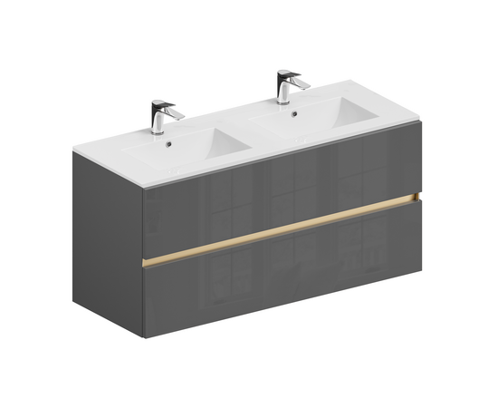Тумба для ванной комнаты ЗОВ Лира, с раковиной, Грифель глянец 120 Тумба для ванной комнаты ЗОВ Лира, с раковиной, Грифель глянец 120