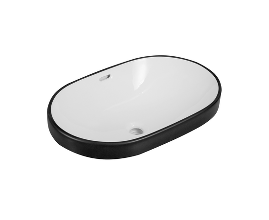 Раковина в ванную Oliveeka 6002-013 полувстраиваемая 600-400 черный ободок