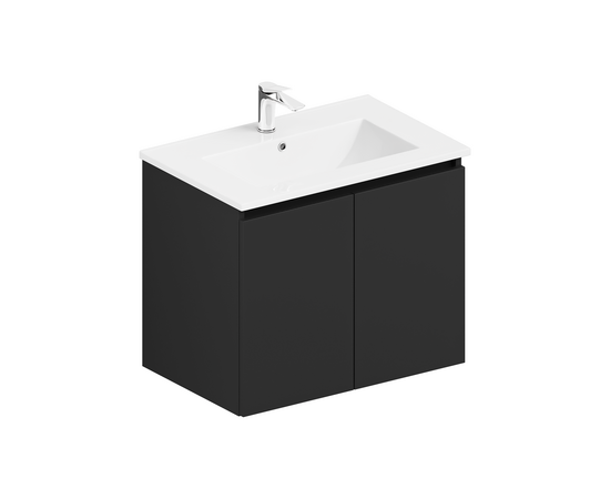 Тумба для ванной ЗОВ Монови, с раковиной, подвесная, Антрацит 60