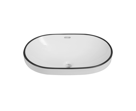 Раковина в ванную Oliveeka 6002-008 полувстраиваемая 600-400 черный ободок
