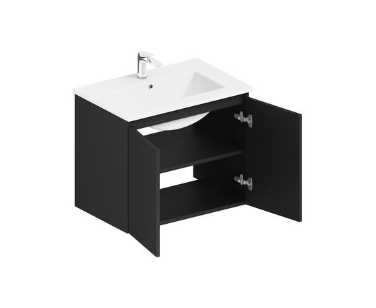 Тумба для ванной ЗОВ Монови, с раковиной, подвесная, Антрацит 60