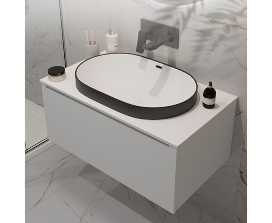 Раковина в ванную Oliveeka 6002-013 полувстраиваемая 600-400 черный ободок - Изображение 4