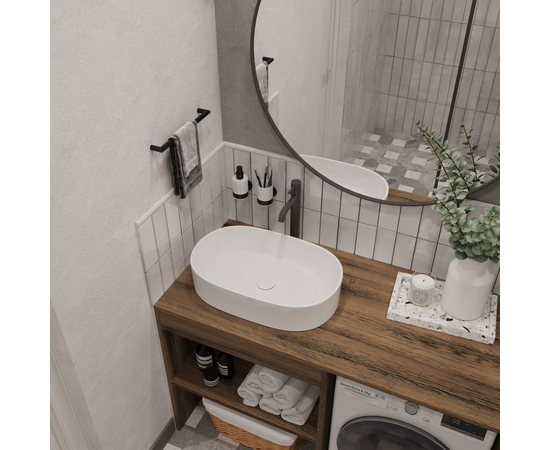 Раковина накладная Oliveeka 9689A на столешницу 600-380 белая - Изображение 5