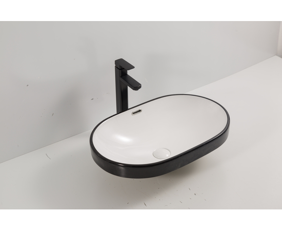 Раковина в ванную Oliveeka 6002-013 полувстраиваемая 600-400 черный ободок - Изображение 3