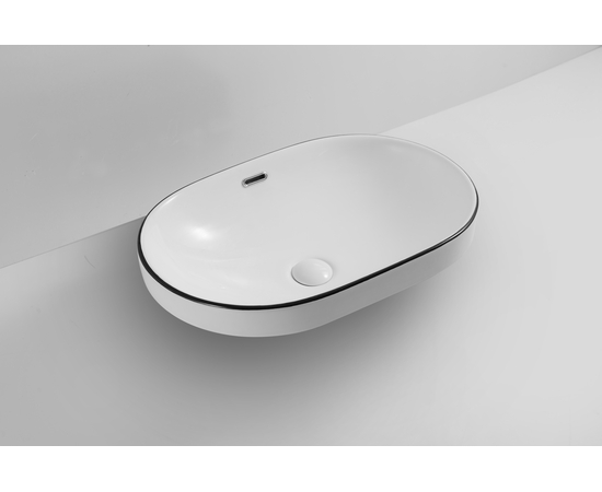 Раковина в ванную Oliveeka 6002-008 полувстраиваемая 600-400 черный ободок - Изображение 3