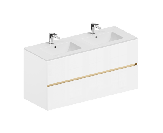 Тумба для ванной комнаты ЗОВ Лира, с раковиной, Белый глянец 120