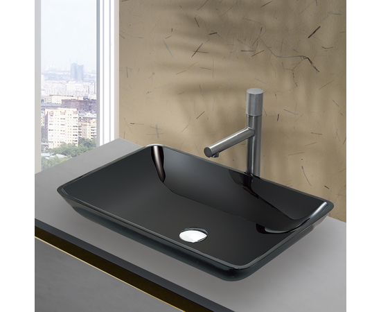 Раковина в ванную Oliveeka TY055SB на столешницу 560-360 черная - Изображение 3