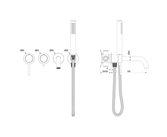 Душевая система для ванны скрытого монтажа Oliveeka OL-889017-BGM, матовый оружейный металл - Изображение 2 Душевая система для ванны скрытого монтажа Oliveeka OL-889017-BGM, матовый оружейный металл - Изображение 2