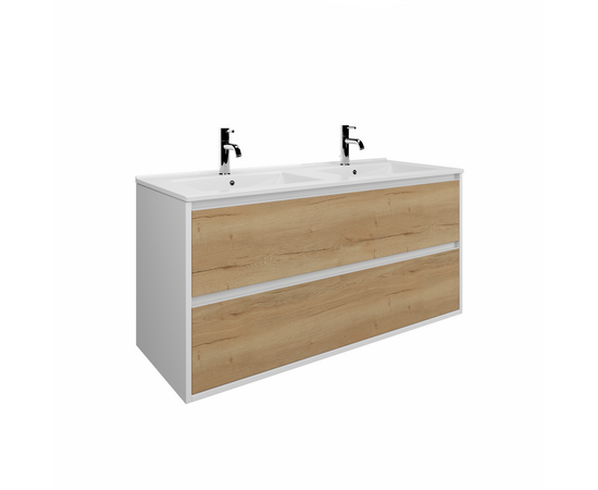 Тумба для ванной комнаты ЗОВ Парма, с раковиной, Белый/Галифакс 120