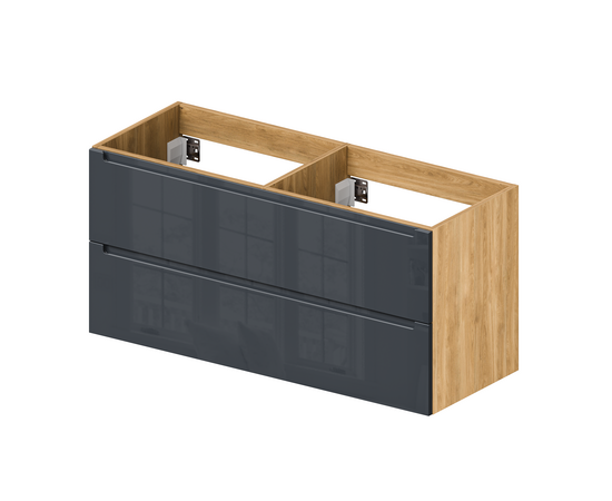 Тумба для ванной комнаты ЗОВ Дион, под раковину, Графит глянец/Дуб 120 Тумба для ванной комнаты ЗОВ Дион, под раковину, Графит глянец/Дуб 120