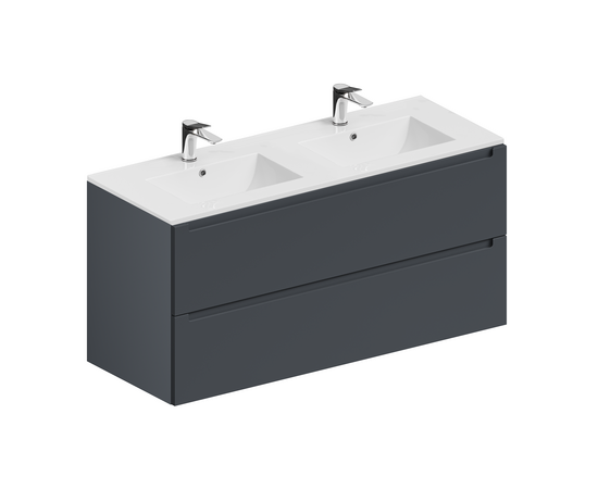 Тумба для ванной комнаты ЗОВ Дион, с раковиной, Графит мат 120 Тумба для ванной комнаты ЗОВ Дион, с раковиной, Графит мат 120