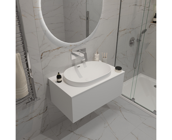 Тумба под раковину Кито K70LW0MWM-LDSPW6002, Белая столешница ЛДСП/Раковина /Белый мат 70