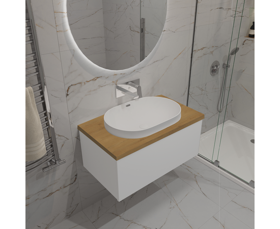 Тумба под раковину Кито K70LW0MWM-LDSPW6002, Белая столешница ЛДСП/Раковина /Белый мат 70 [CLONE] [CLONE]