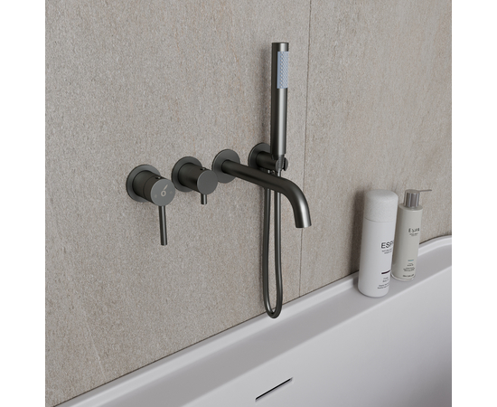 Душевая система для ванны скрытого монтажа Oliveeka OL-889017-BGM, матовый оружейный металл Душевая система для ванны скрытого монтажа Oliveeka OL-889017-BGM, матовый оружейный металл