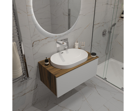 Тумба под раковину Кито K70LW0MWM-LDSPW6002, Белая столешница ЛДСП/Раковина /Белый мат 70 [CLONE] [CLONE] [CLONE]